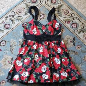 Hot Topic Skull and Rose's Skater Dress